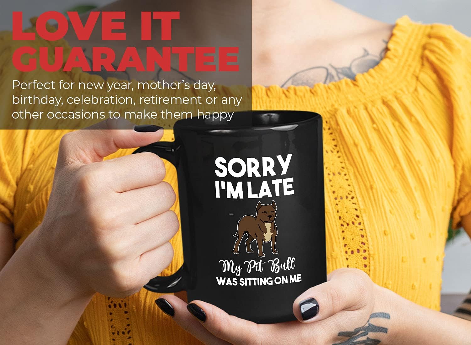 Bubble Hugs Dog Lover Coffee Mug 15OZ Black - Pitbull - Dog Owner Pet Owner Animal Lover Dog Breed Novelty Sweet Best Pet Funny Sorry I'm Late Retriever Cihuahua