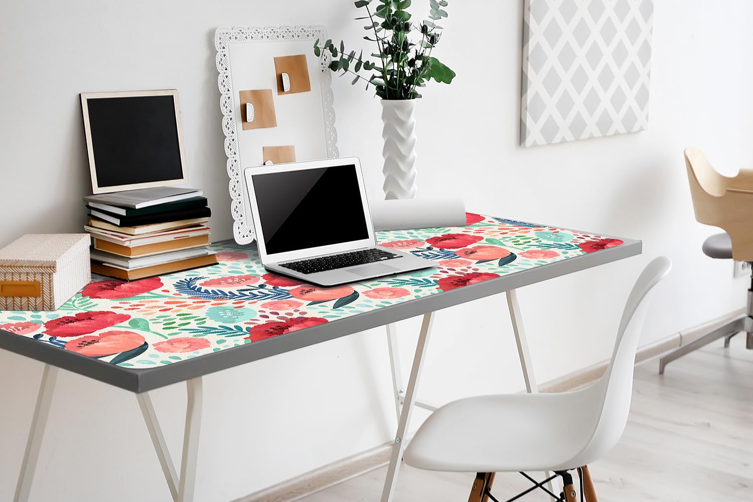 Sottomano da Scrivania 100x50 cm Protezione e Decorazione in Vinile PVC Antiscivolo Impermeabile Facile da Pulire Superficie Protettiva per Ufficio e Casa - fiore di papavero