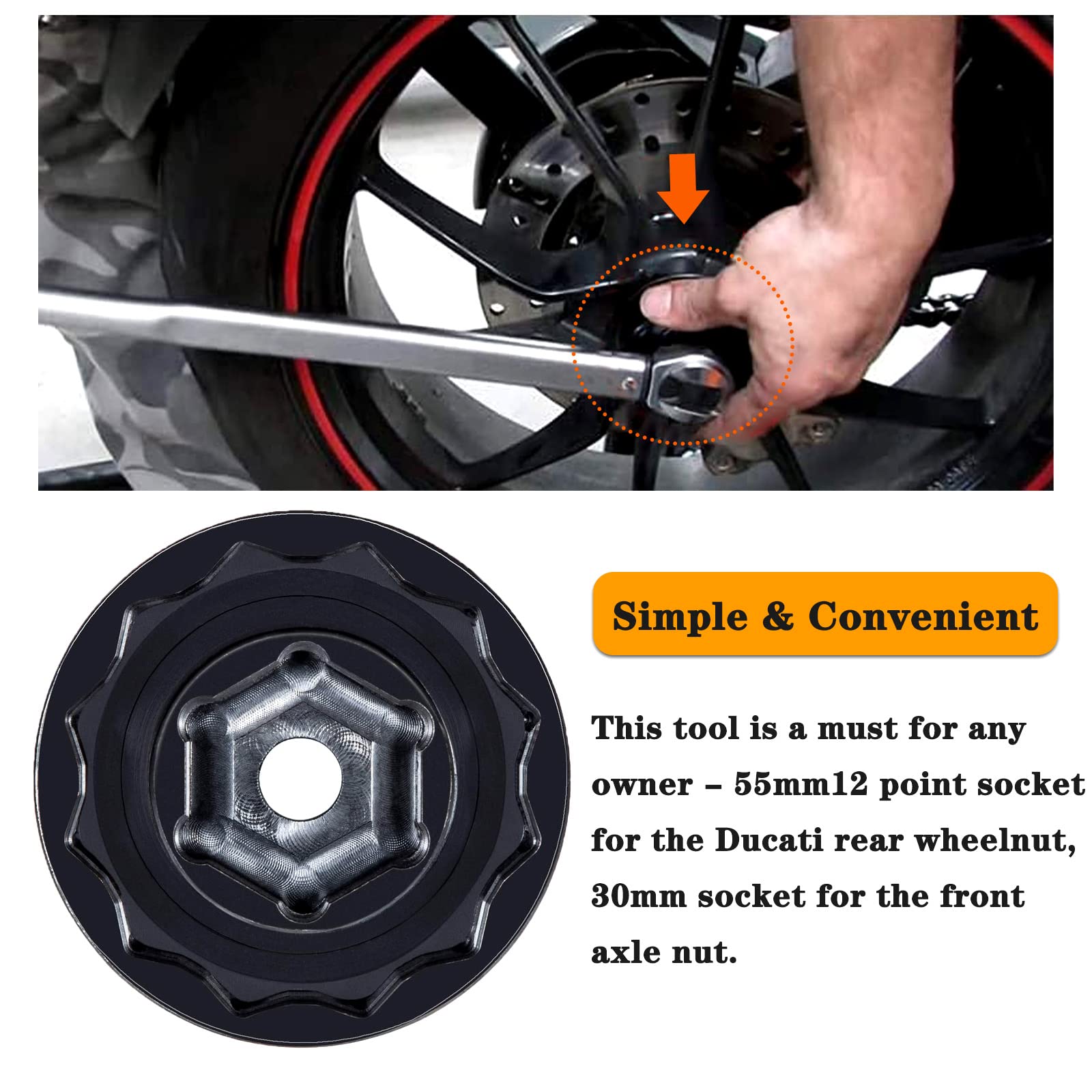 Achterwiel as moer socket gereedschap compatibel met 2014-2022 KTM Super Duke 1290 R/1290 (60mm