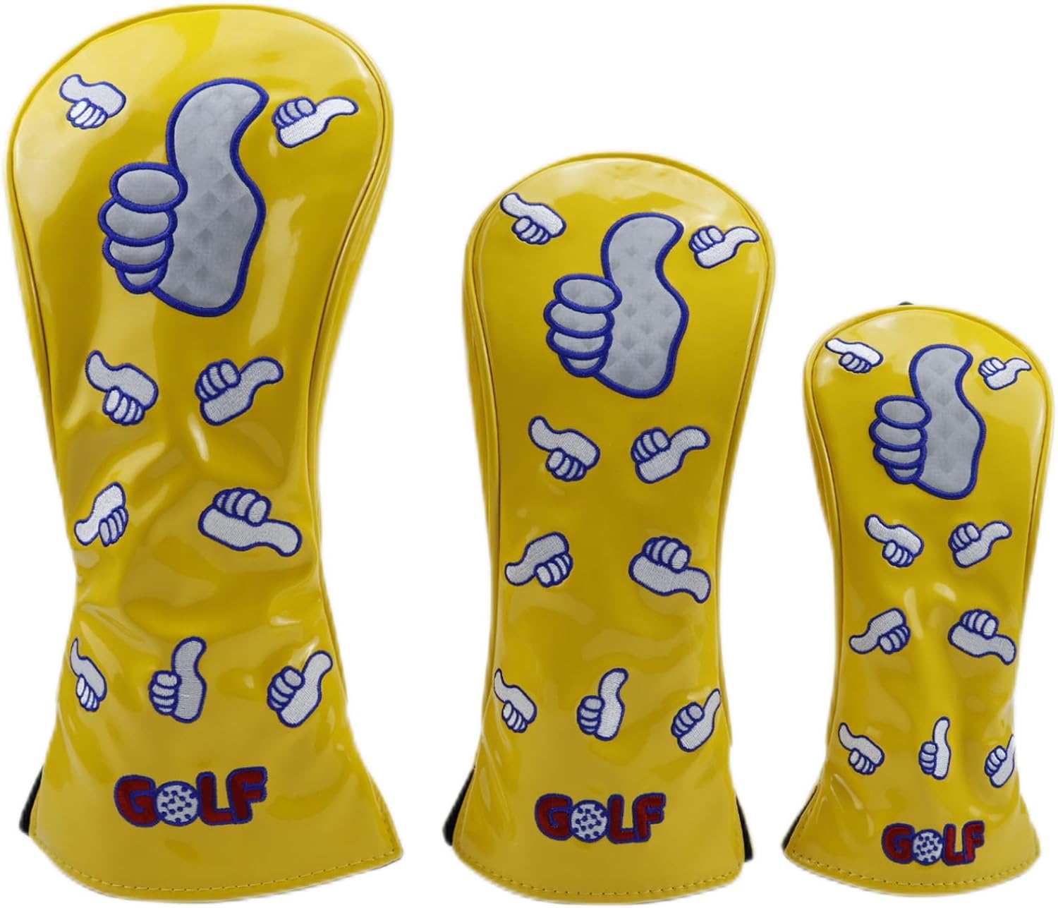 Golf Wood Headcover with Thumb Embroidery, Waterproof Protective Cover for 1 3 5 UT Clubs