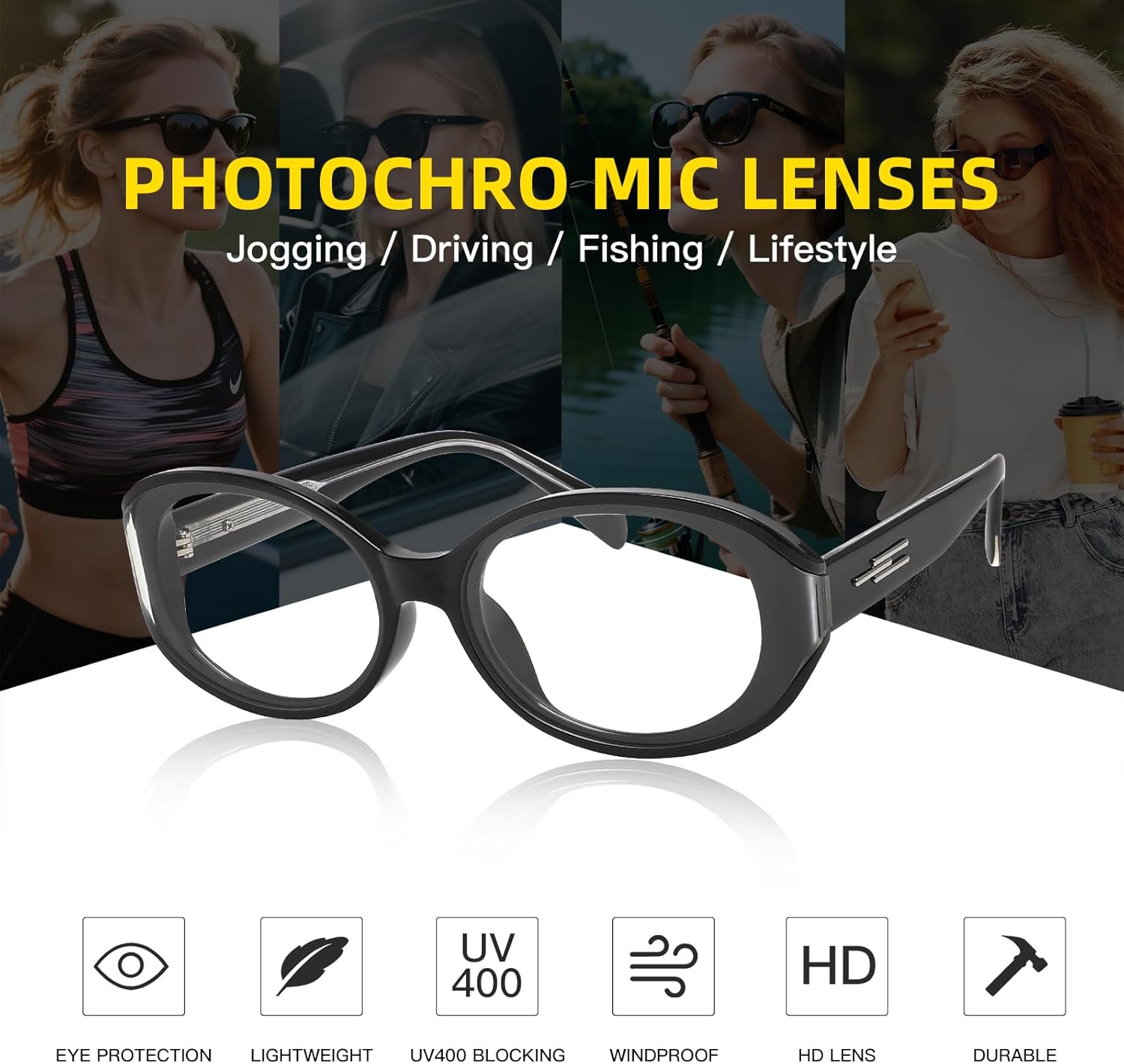 2-in-1 woman Blue Light Blocking & Photochromic Glasses - Auto-Tinting Lenses for Indoor/Outdoor Use Y5616 - Image 4