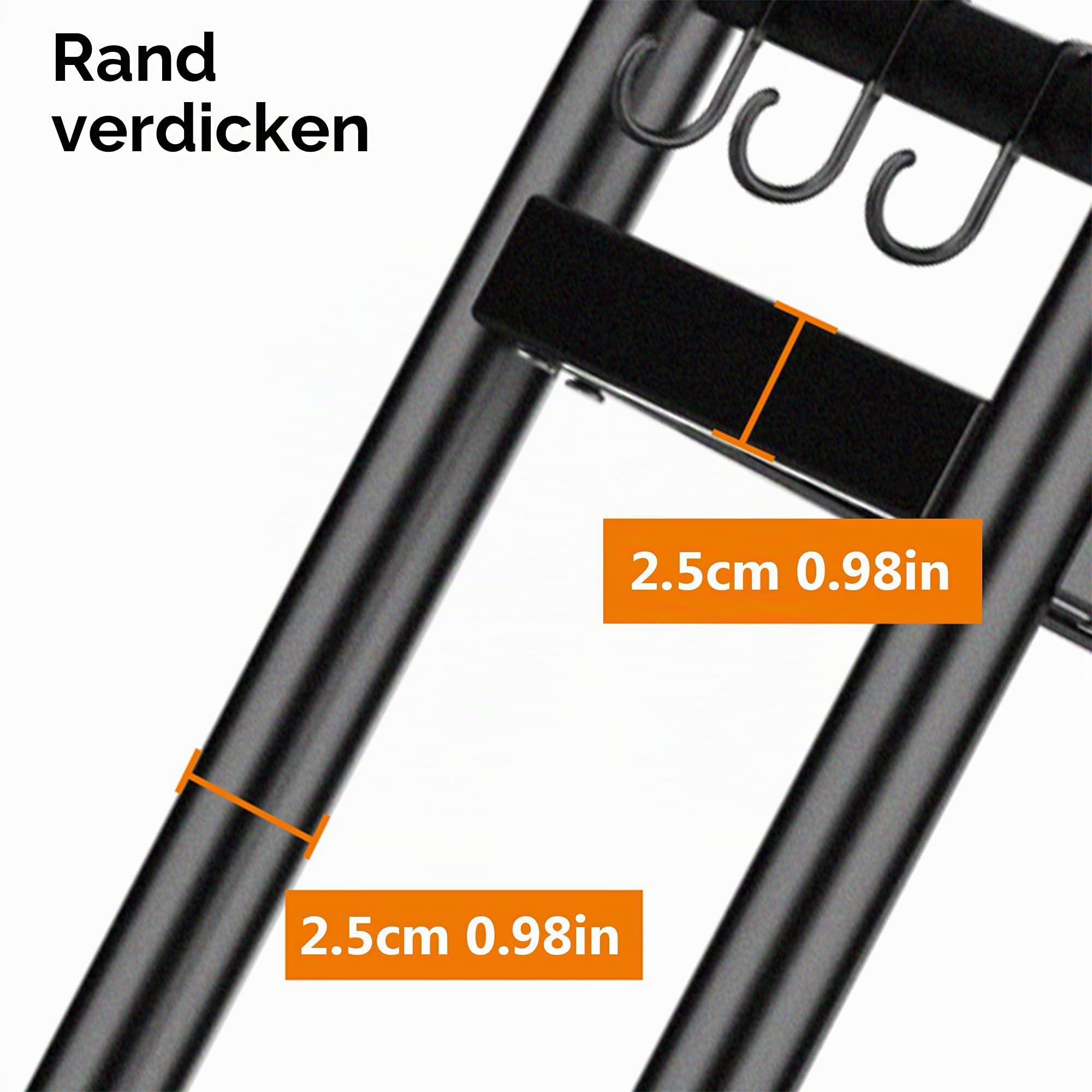 WPT Toilettenregal 3 Ebenen, Edelstahl WC Regal Über die Toilette 50cm breit, Freistehendes Waschmaschinenregal mit Haken, Hohe Beanspruchung Toiletten Regal, Platzsparend, Industrieller Stil, Schwarz