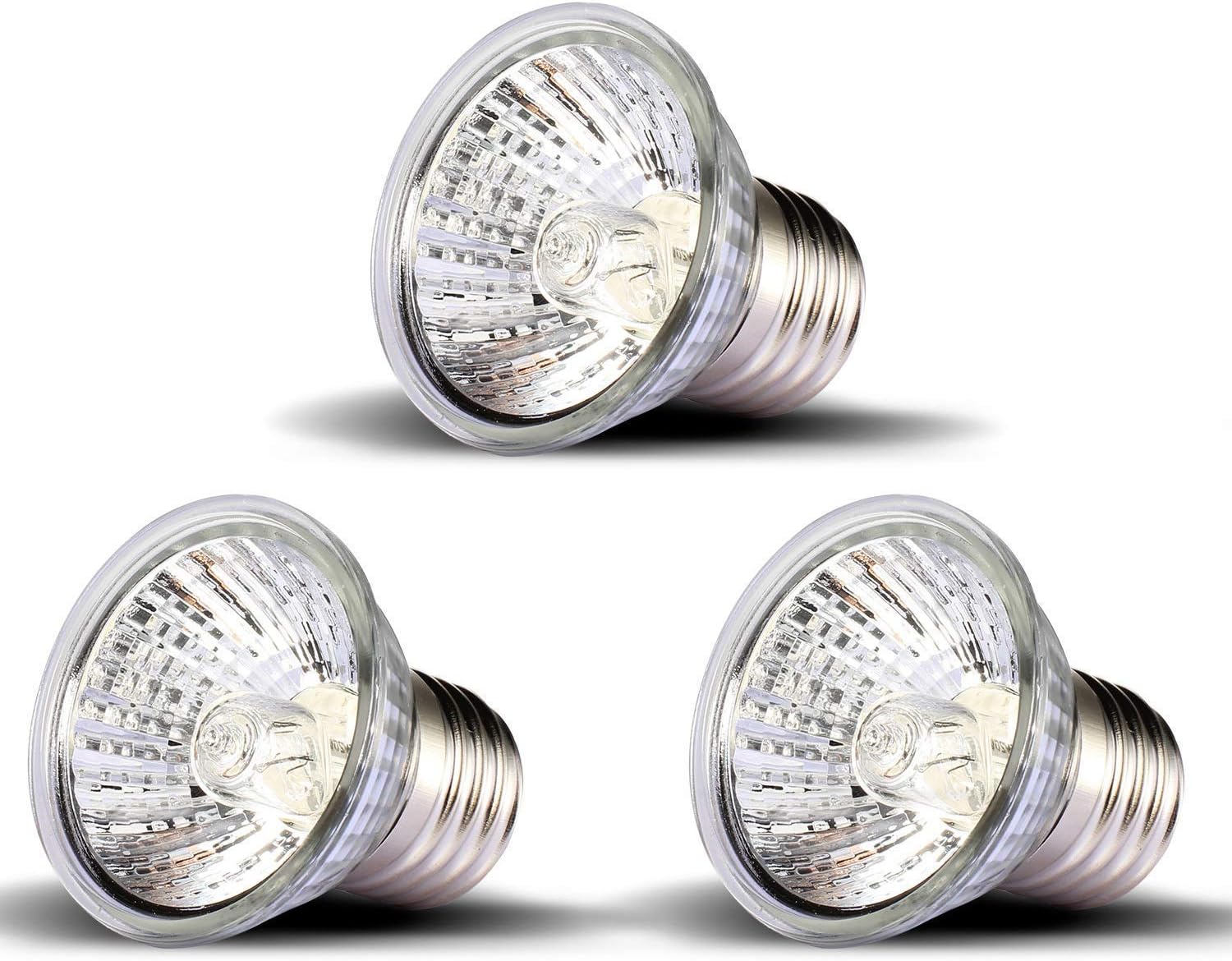 OMAYKEY 3 Pack 50W UVA + UVB Full Spectrum Sun Lamp Sunbathe Heat Lamp/Bulb/Light for Lizard Reptiles & Amphibians