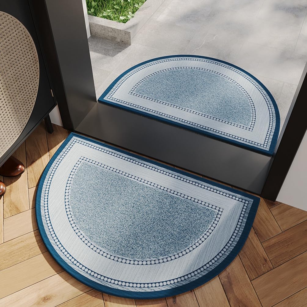Half Round Inside Front Door Mats Non-Slip Washable Indoor Outdoor Entryway Doormats Cute Semi Circle Heavy Duty Welcome Mat for Entrance,Low-Profile High Traffic Areas Entry Rug 20" x 32"