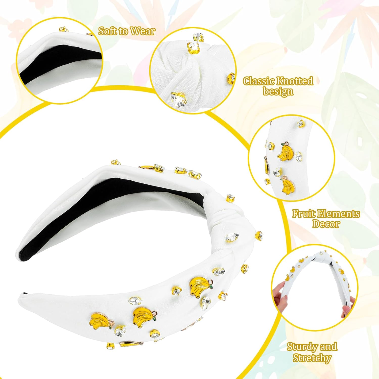 Grevosea Banana Headband, Funny Tropical Fruit Headband Knotted Holiday Headbands for Women Girls Summer Beach Head Band Christmas Hair Accessories - Image 3