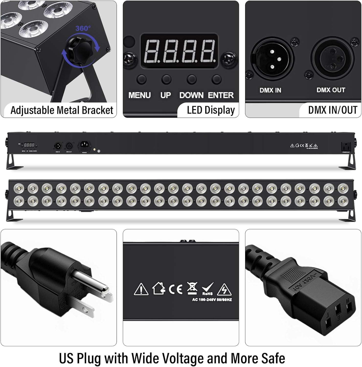 LED Stage Wash Light Bar - Artlumux 120W 4IN1 RGBW Wall Washer DJ Light Bar with DMX Control,Sound Activated,Auto Play, Master Slave Uplights for Events Party Church Wedding Stage Lighting