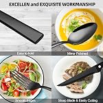 24-Piece Ensemble d'argenterie en acier inoxydable noir - CEKEE Ensemble de couverts pour ustensiles de cuisine plats pour la maison & Restaurant, Cuillère de fourche à couteaux premium avec couteaux à steak, service lourd & Lave-vaisselle sans danger