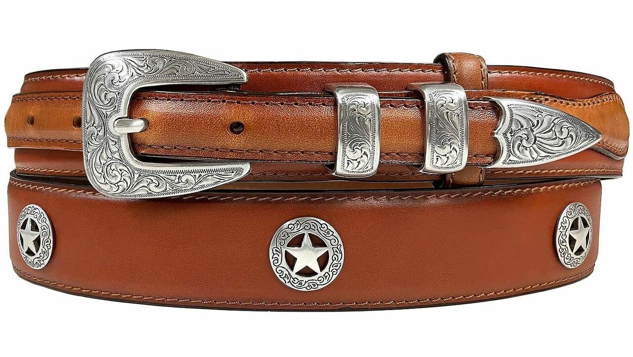 Belts.com Western Buckle Belt Oil Tanned Genuine Leather Ranger Belt 1-3/8"(35mm) Taper to 3/4"(19mm) Wide-Multiple choices