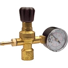 CFH Inert Gas Pressure Regulator DR 518 - with Pressure Gauge, for Disposable Bottles up to 130 bar, Flow Pressure Adjustable 3-4 bar, MIG/MAG & TIG Welding, Connection M10x1 RH, with Hose Nipple 6.5