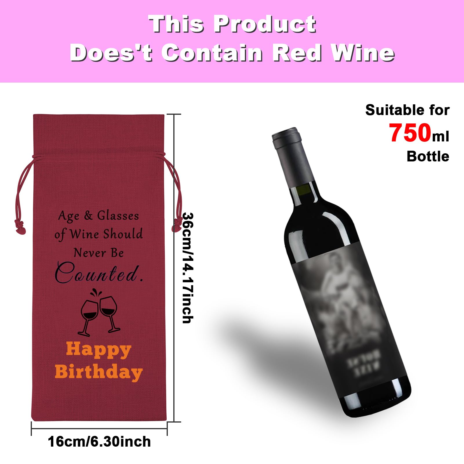 Windyun 50 Pcs Burlap Wine Bag Bulk Wine Gift Bag With Drawstrings