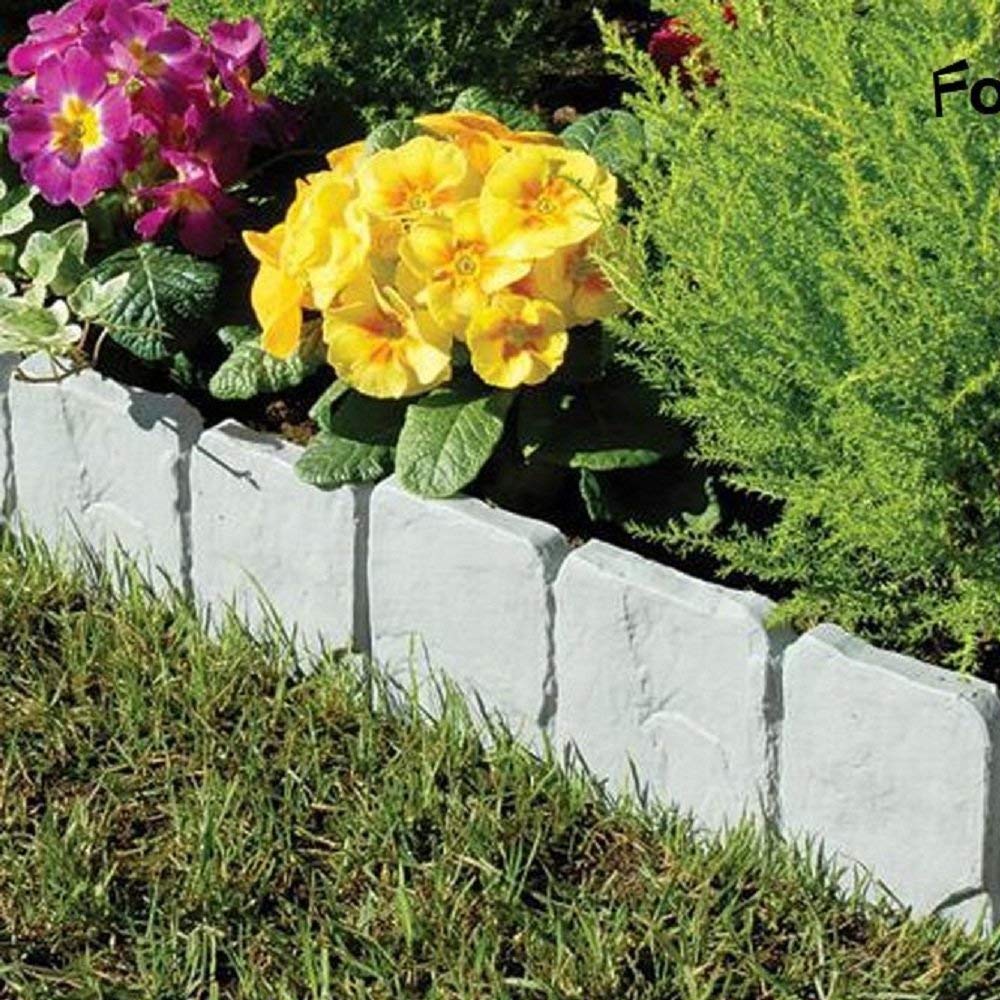 Forever Speed Borde de Jardín Efecto de Piedra 12.5M Borde de Piedra Jardín Patio Decoración Valla de jardín 50pcs Valla Bordes Gris