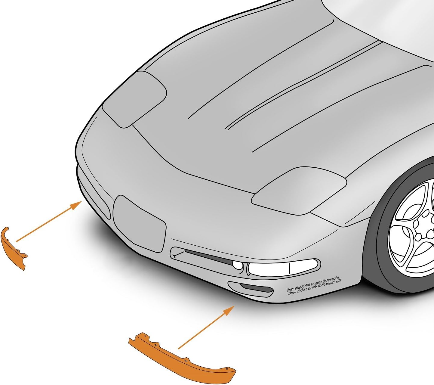C5 Corvette Front Lower Spoiler Air Dam Left and Right Sides with Mount Hardware Fits: All 97 Through 04 Corvettes
