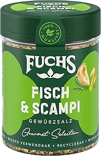 Fuchs Gewürze Gourmet Selection Mediterran – Fisch und Scampi Gewürzzubereitung, nachfüllbares Gewürz, Gewürzmischung mit ausgewählten Kräutern für genüssliche Fischgerichte, vegan, 60 g