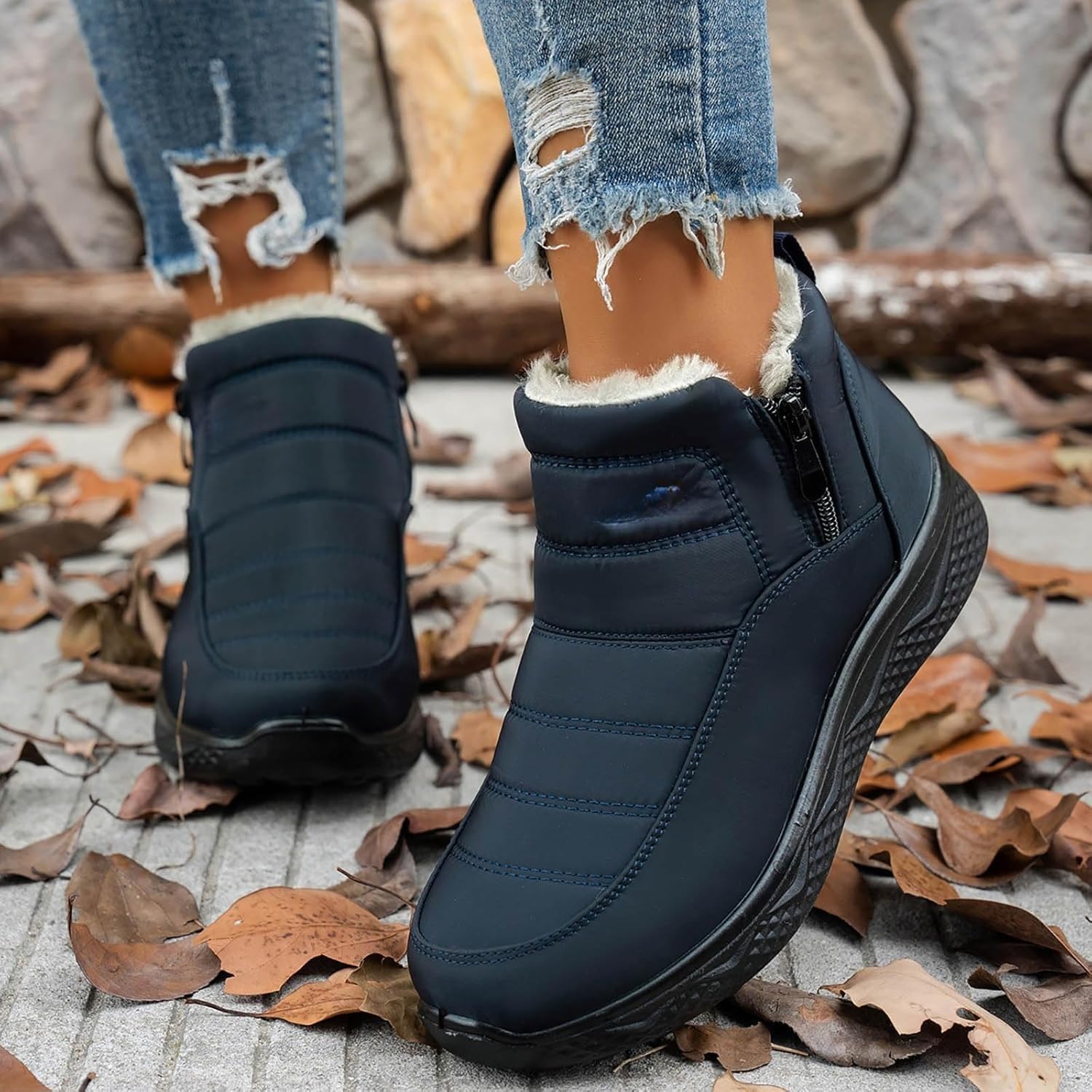 Women's Insulated Snow Boots- Waterproof, Non Slip & Fur Lined Comfortable Warm Winter Shoes for Women with Side Zipper