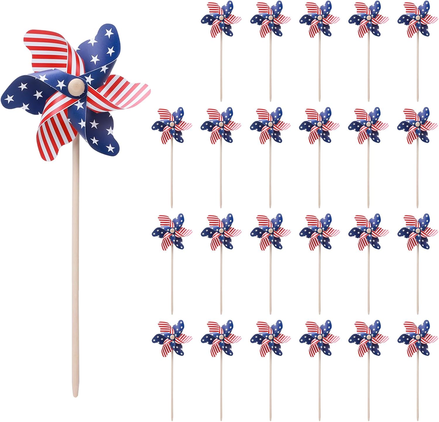 24 Pack 4th of July Decorations,American Flag Garden Patriotic Pinwheels, Wind Spinners Outdoor Decorations for Yard,Red White and Blue Lawn Ornaments,Party Supplies for Independence Day,Veterans Day