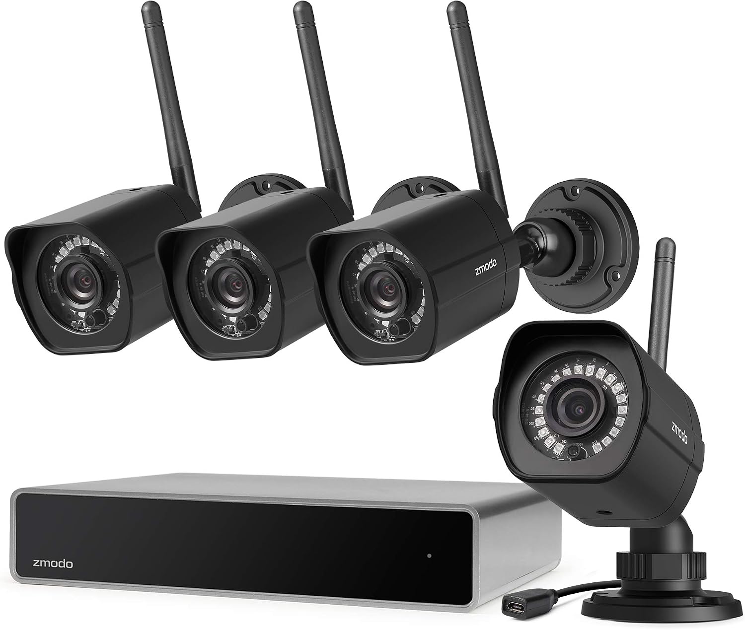 Zmodo 8CH Wireless Security Camera System - 1080P HDMI NVR No Hard Drive, 4 x 1080P HD Indoor/Outdoor Wireless Cameras Night Vision - WiFi Easy Installation No Video Cables Needed