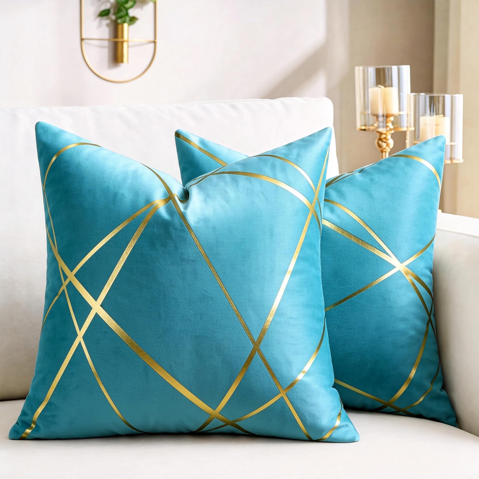 Federa Per Cuscino 45x45 Cm In Cotone E Lino, Ricamo Geometrico Labirinto, Stile Bohémien, Blu - 2
