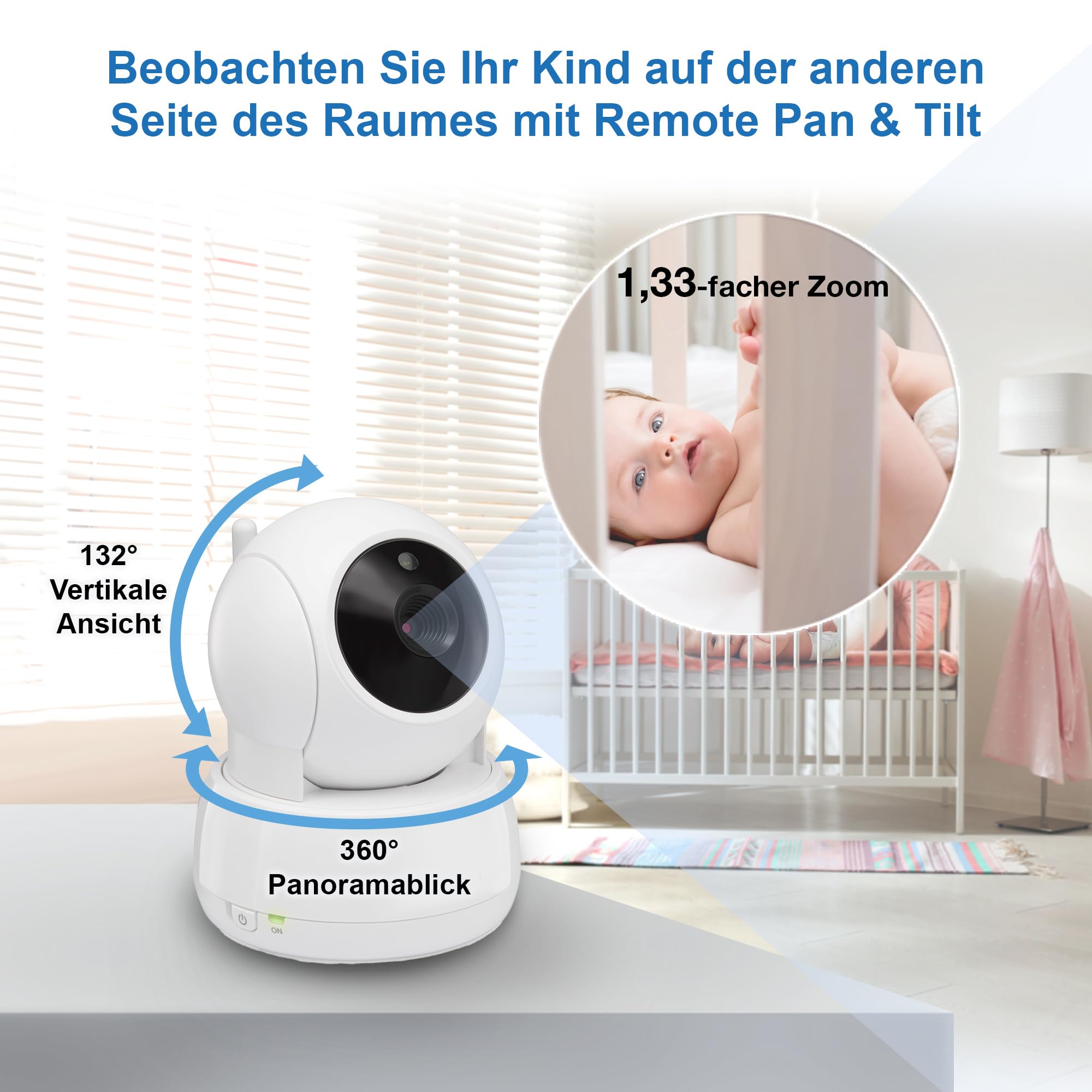 VTech VM924 Video Baby Monitor with Camera, 5 Inch LCD Display, 31 Hours Battery Life, Night Vision, 300 Metre Range, Pan Tilt Zoom, Lullabies, Soothing Sounds, Temperature Sensor
