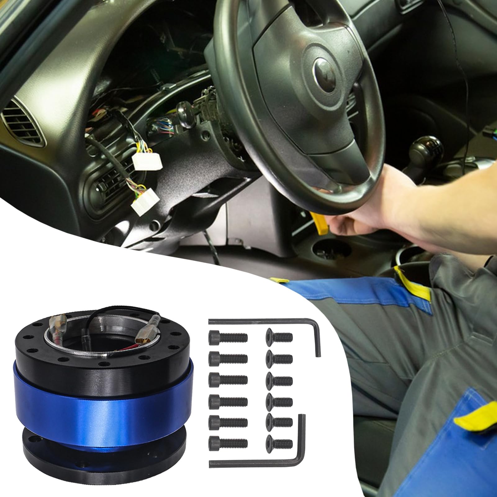 Kit de Volante de Liberación Rápida | Buje Rápido de Volante de Aluminio - Adaptador Sustitución Compacto Extraíble para Coche, Camión, Barca Automoción