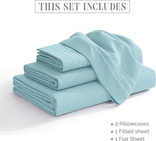 Vista 88 de Elegant Comfort - Juego de sábanas de 3 piezas de lujo de 1500 hilos, calidad egipcia, Microfibra, Blanco, Completo