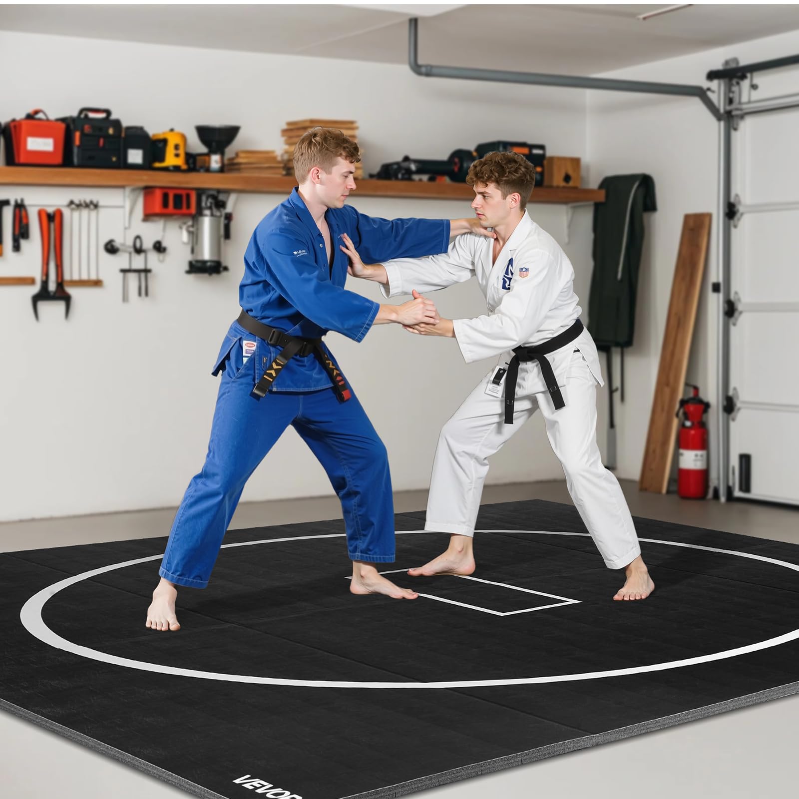 VEVOR Wrestling-Matte aus Schaumstoff, 3 m/1,5 m, für Heim-Fitnessstudio, Workout, wasserdicht, PVC, Roll-Up-Trainingsmatten mit Kreisen, für Gymnastik, Tatami, Jiu Jitsu, BJJ, MMA, Judo
