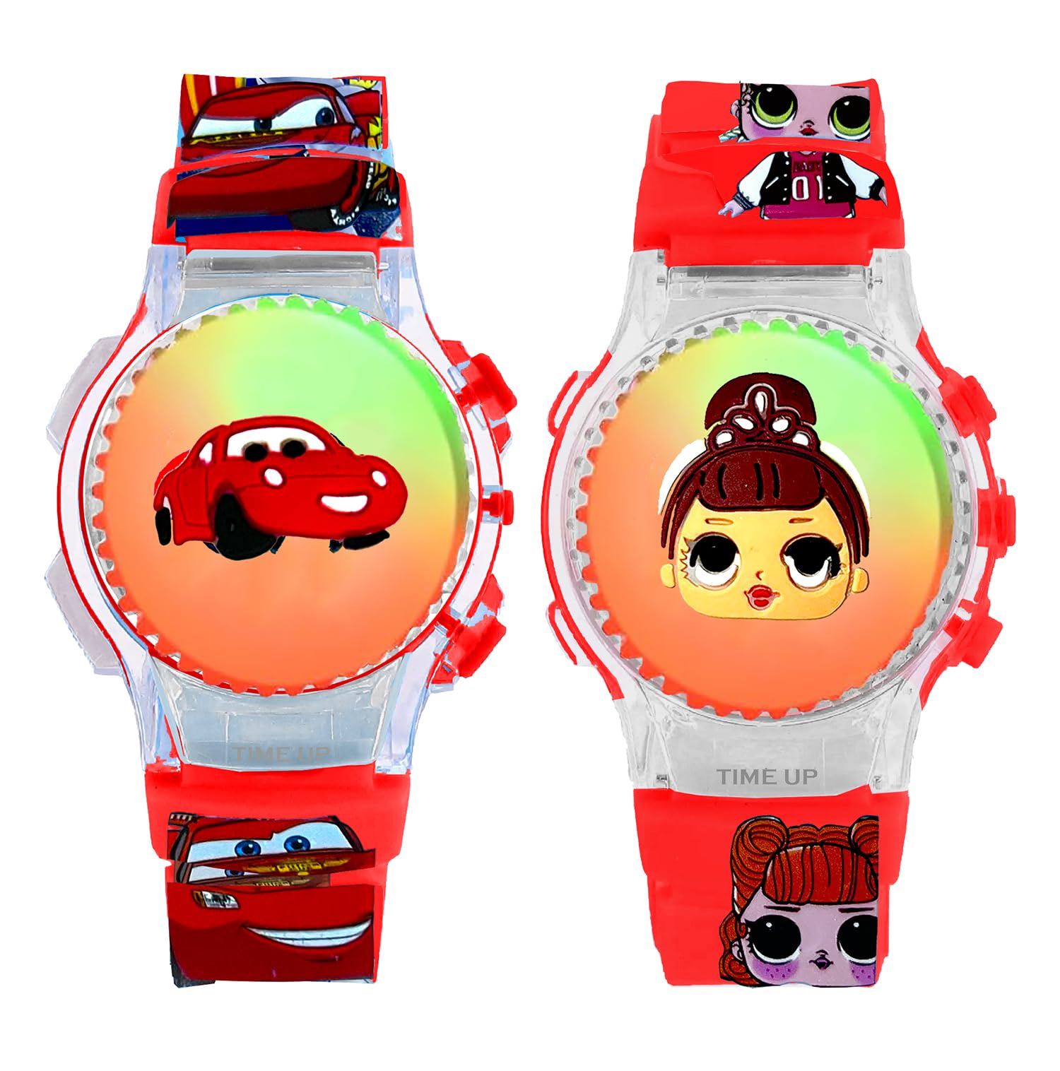 Time Up Digital Dial 2 Toy Watch Combo Cartoon Printed with Multicolor Light Kids Watches for Boys & Girls (Age:3-10 Years)-RC256-CR-70X (Red-Dual) (B0CYTF83T4) Amazon Price History, Amazon Price Tracker