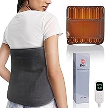 Electric Heating Pad for Back, Lumbar and Belly, 128 x 40 cm Menstrual Heated Lumbar Belt with Velcro, Back Warmer, 6 Temperature Levels, Automatic Shut-Off at 3 Hours