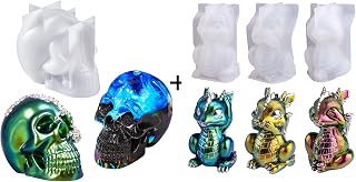 Bundle Set of Silicone 3D Large Skull Shape Molds, Hear, Speak, See No Evil 3 Pcs Dragon Epoxy Resin Molds