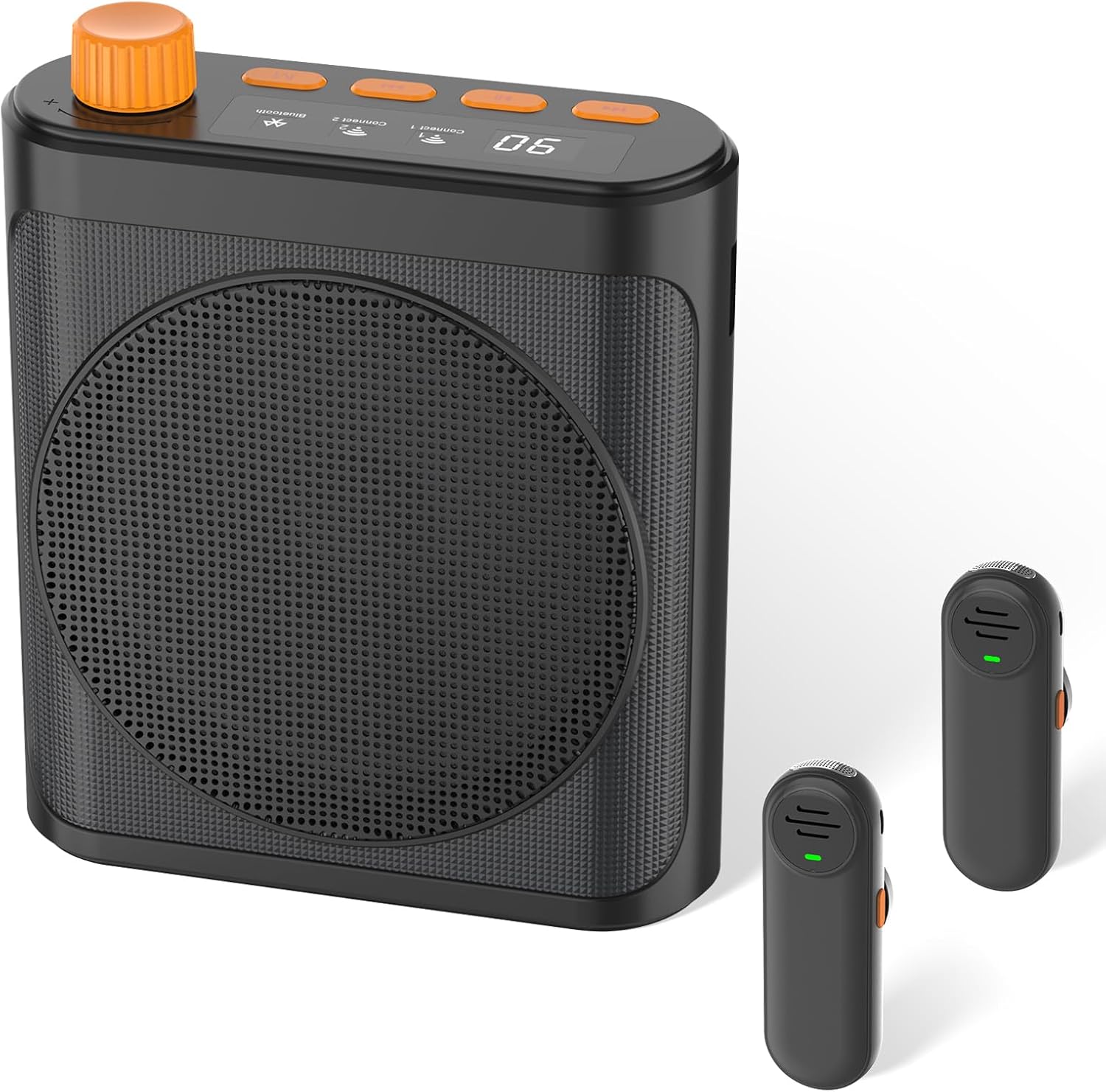 Original Mic Voice Amplifier for Teachers: Personal 2 Microphones Rechargeable for iPhone - Wireless Classroom Teaching Black