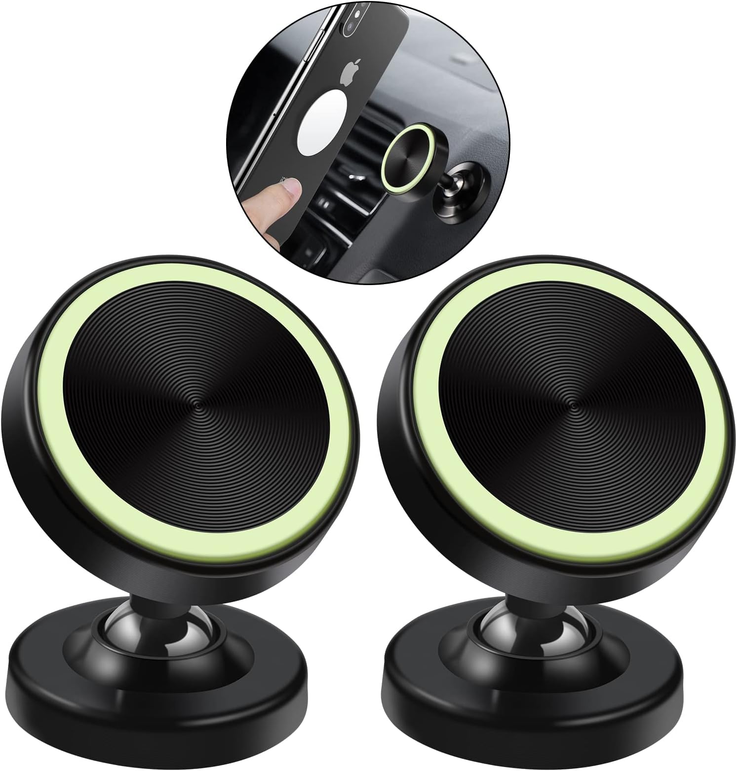 Vinabo 2 Pack Supporto Magnetico per Telefono da Auto, Supporto Magnetico per Telefono da Auto, Supporto per Telefono da Auto Rotazione a 360° Compatibile con Tutti gli Smartphone (Confezione da 5)