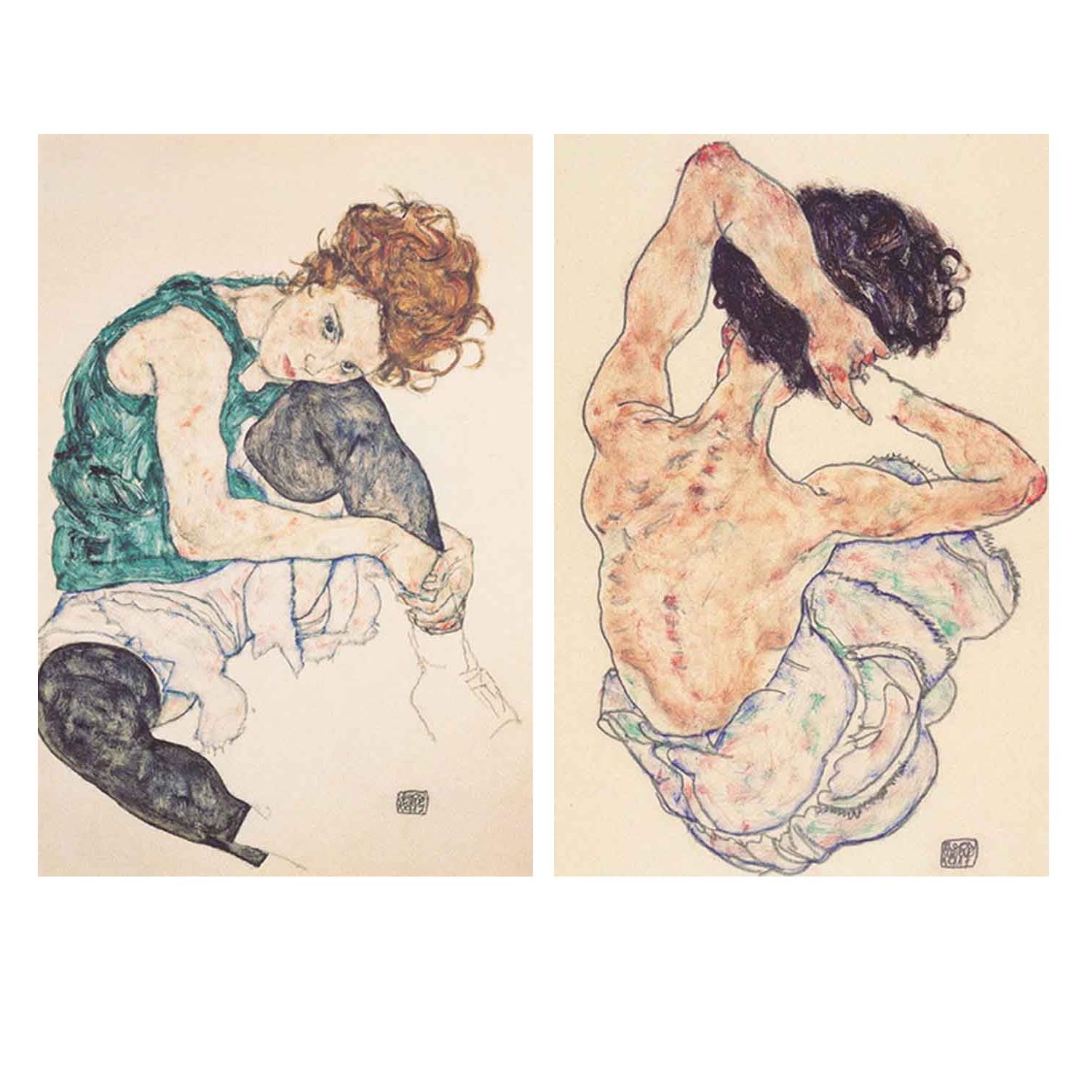 Egon Schiele 線画 木製フレーム付き Egon Schiele 線画 木製フレーム付き Egon Schiele 線画 木製フレーム
