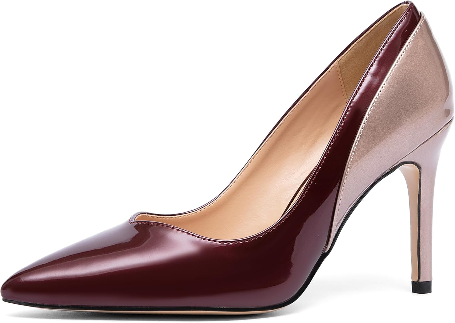 NEWBELLA Pumps for Women - Pointed Toe Stiletto Heels, Two Tone Color Matching Dress Shoes for Women High Heel Evening Party Womens Shoes