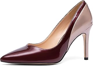 NEWBELLA Women's Pointed Toe Stiletto Pumps - Color Matching High Heel Commute Shoes, Elegant Dress Heels for Evening Wear Burgundy