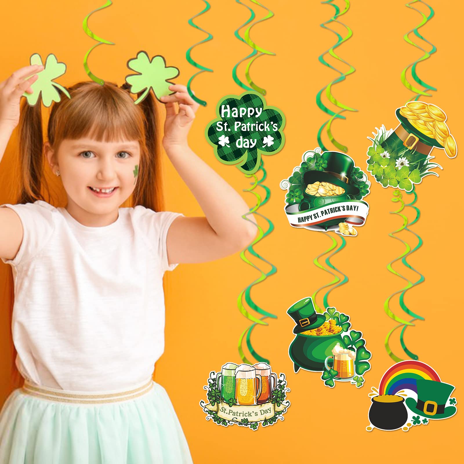 5H-stpatrick Decorazioni Per Festa Di Compleanno A Tema San Patrizio - Striscione E Spirali