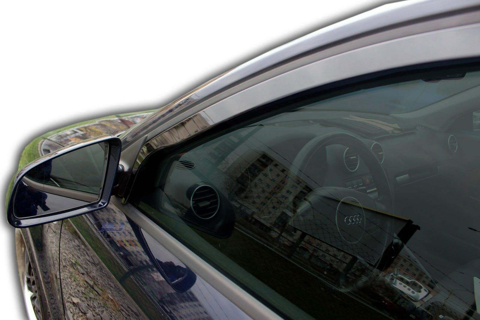 J&J AUTOMOTIVE Windabweiser passend für Audi A3 3-Türer 2003-2012 2tlg, Heko Regenabweiser Vorne Getönt Dunkel Passform