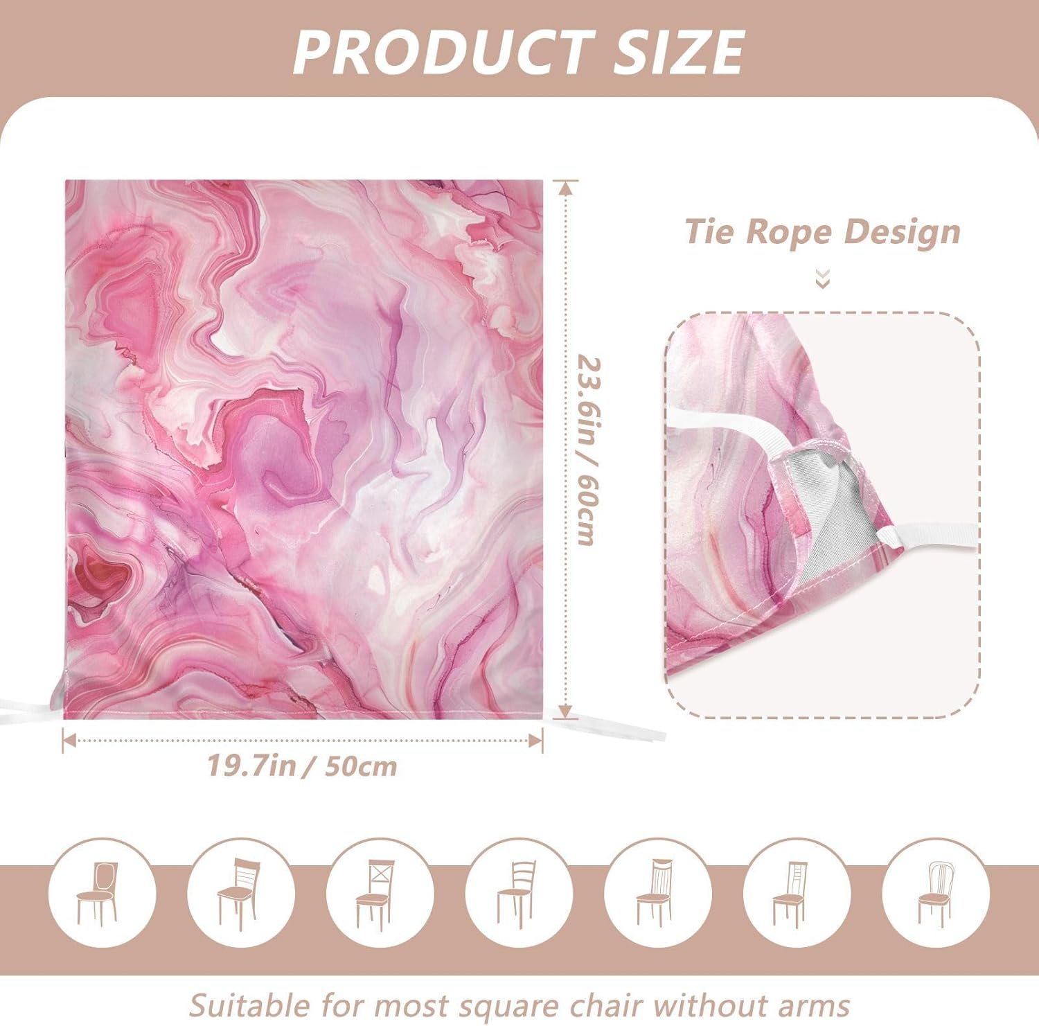ALAZA Pink Red Marble Chair Back Cover Set of 6, Washable Reusable Removable Chair Slipcovers Decorative Chair Cover for Home Kitchen Wedding Party