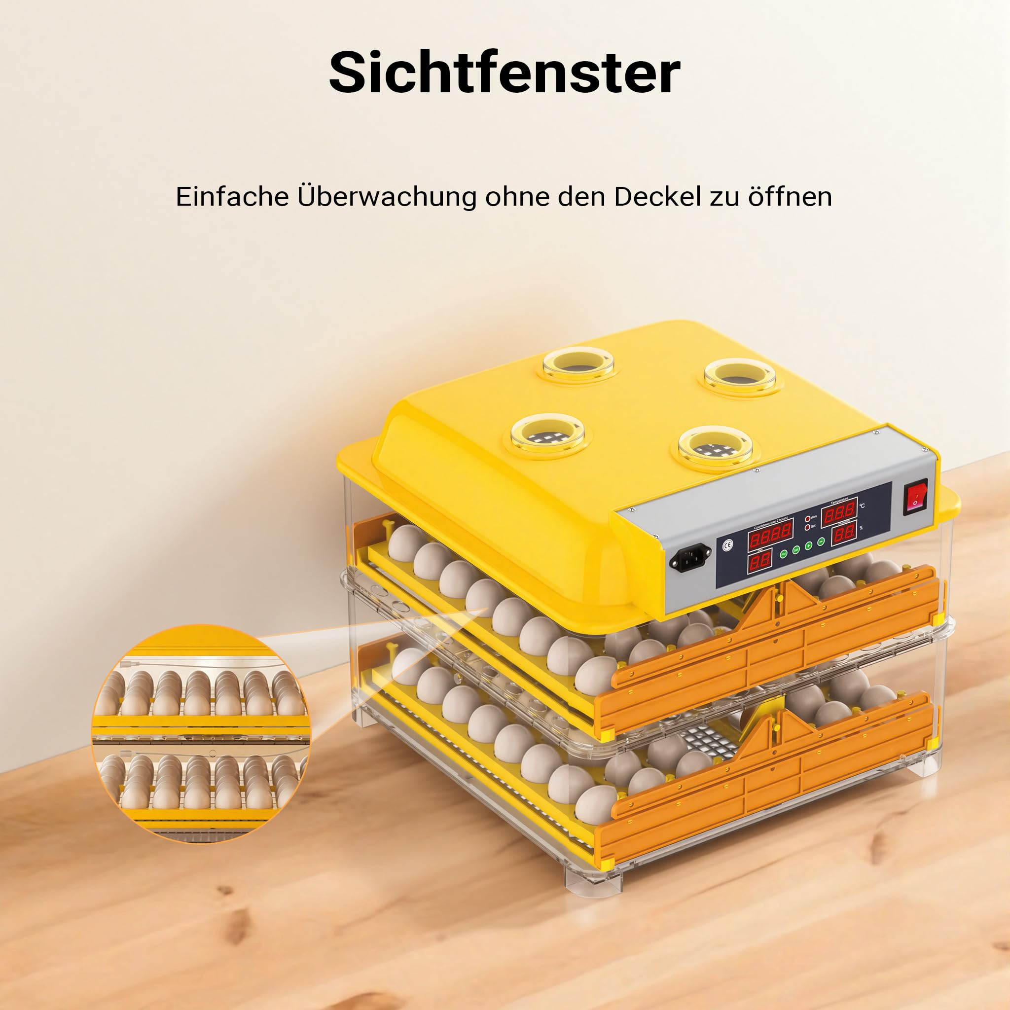 Wiltec Incubatrice automatica per 96 uova, con regolazione temperatura e umidità, Covatrice