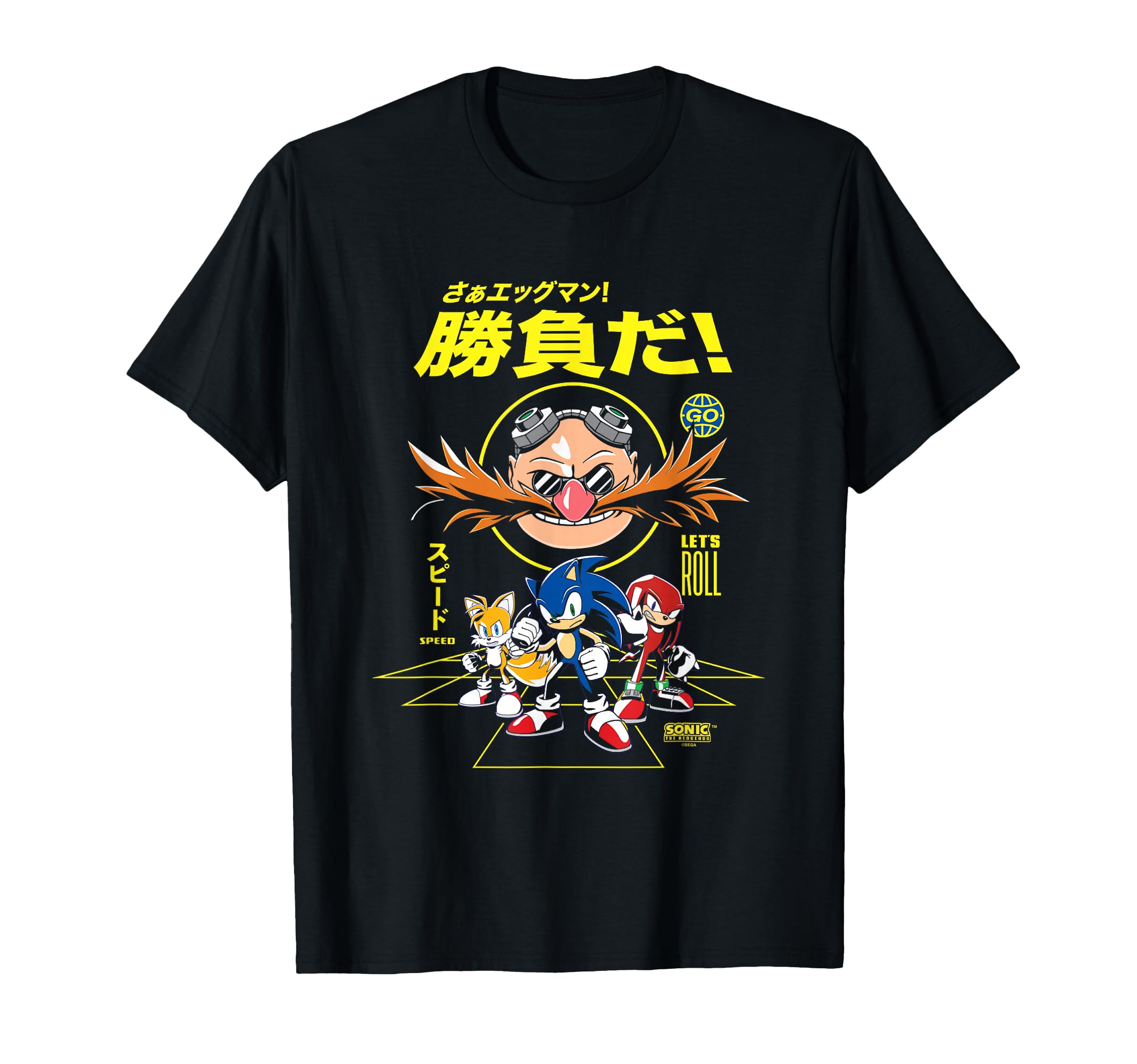 Sonic The Hedgehog Let's Roll Distressed Kanji Poster T-Shirt