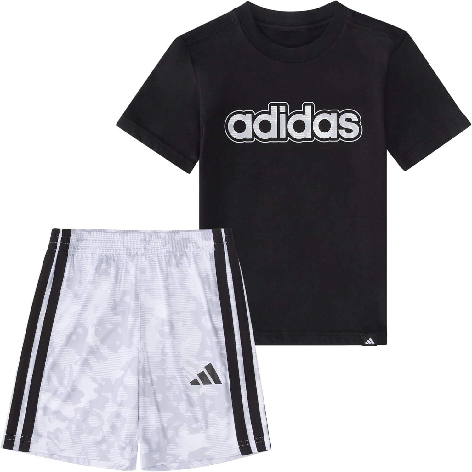adidas baby-boys Two-Piece Short Sleeve World Cup Tee & Printed Camo Short Set, Black, 3M