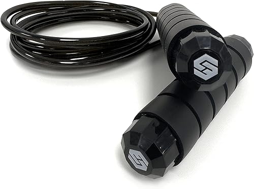 Miniatura 9 de Skelcore Cuerda de saltar de velocidad de 9 pies, cuerda de saltar de velocidad rápida con asas de espuma viscoelástica, ideal para doble cuerda de