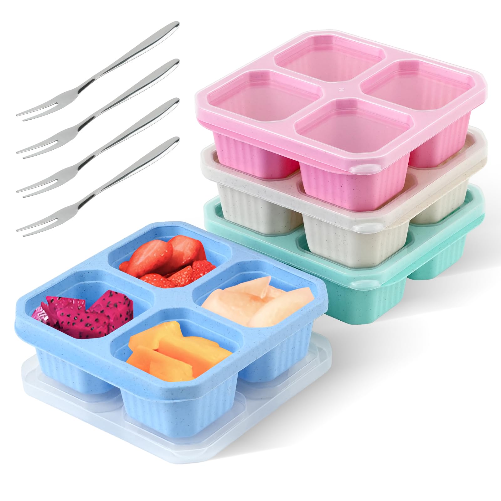 Jarlson Toni Lunchbox voor kinderen, met vakken, bento box, lekvrij, snackbox voor kleuterschool en school, meisjes en jongens, snackbox (pinguin