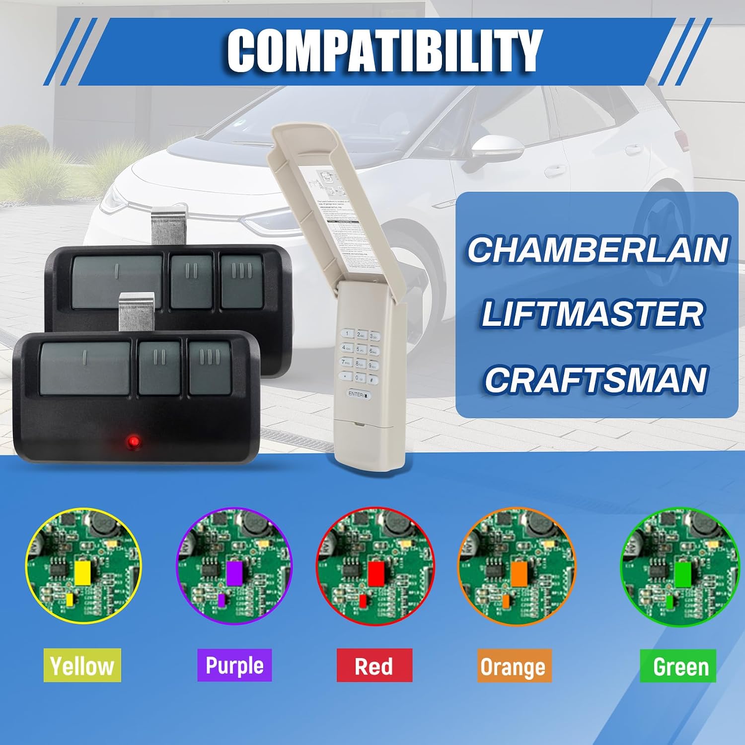 Garage Door Opener Remote Keypad for liftmaster Craftsman Chamberlain | Universial Garage Door Keypad Remote Replacement for 893MAX 893LM 373LM 971LM 877MAX 877LM G940EV-P2 CMXZDCG440 878MAX