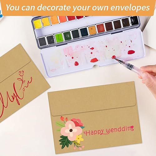 Miniatura 6 de Sobres Kraft de 4 x 6 (A6), paquete de 100 unidades para invitaciones, tarjetas de felicitación, postales, color marrón (4.72 x 6.49 pulgadas)