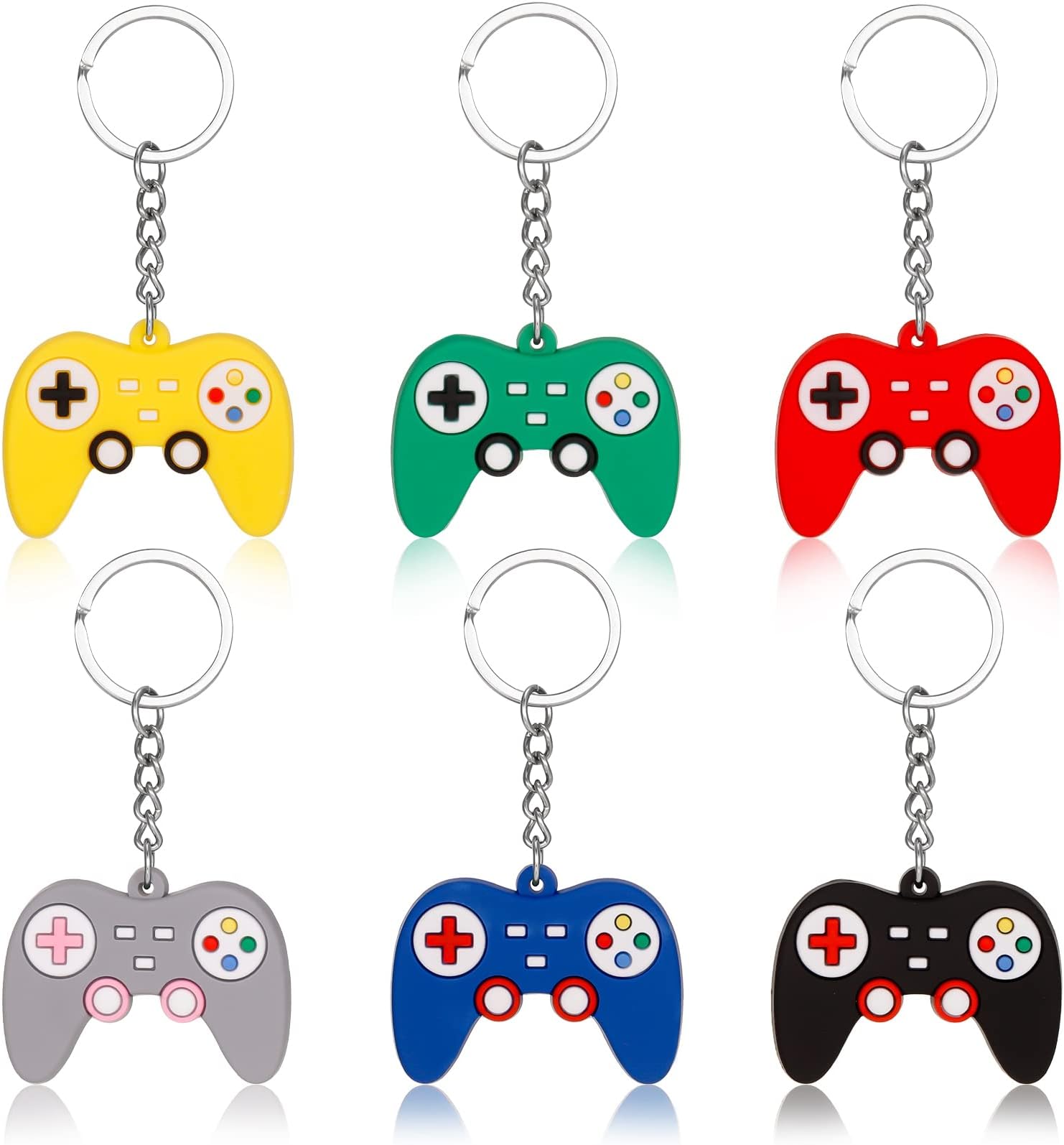 FRIUSATEFRIUSATE 6 Pieces Gaming Keyring Gaming Keychain Video Game Keychains Bag Filler Keychains for Kids Girls Birthday Party Bag Fillers Gifts Decorations