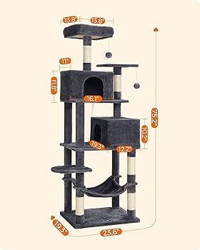 Feandrea Cat Tree, 75.2-Inch Cat Tower for Indoor Cats