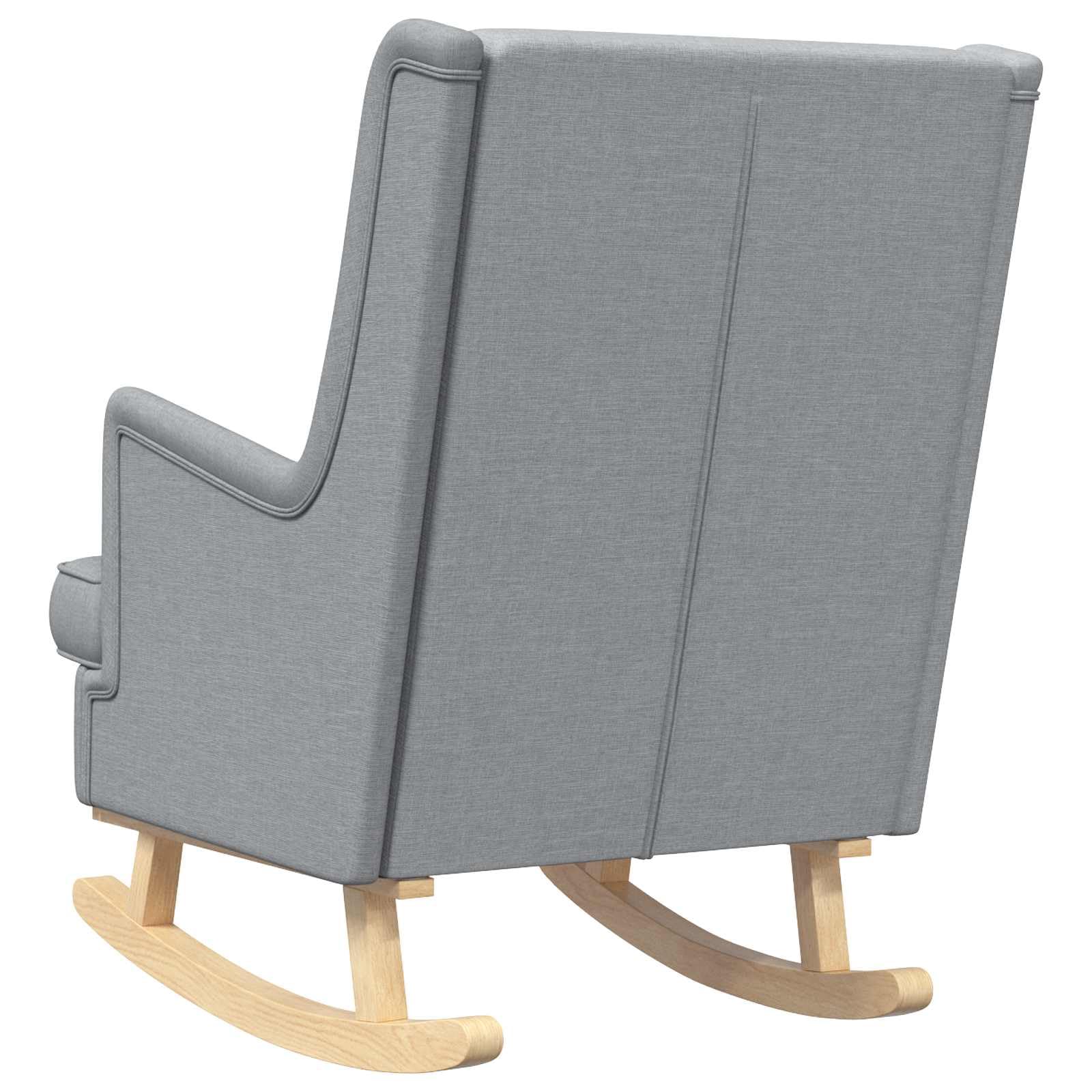 Mecedora gris claro 62 x 80 x 85 cm de tela silla de relax con marco de madera estable, respaldo alto, cojín extraíble para salón, dormitorio, terraza y porche