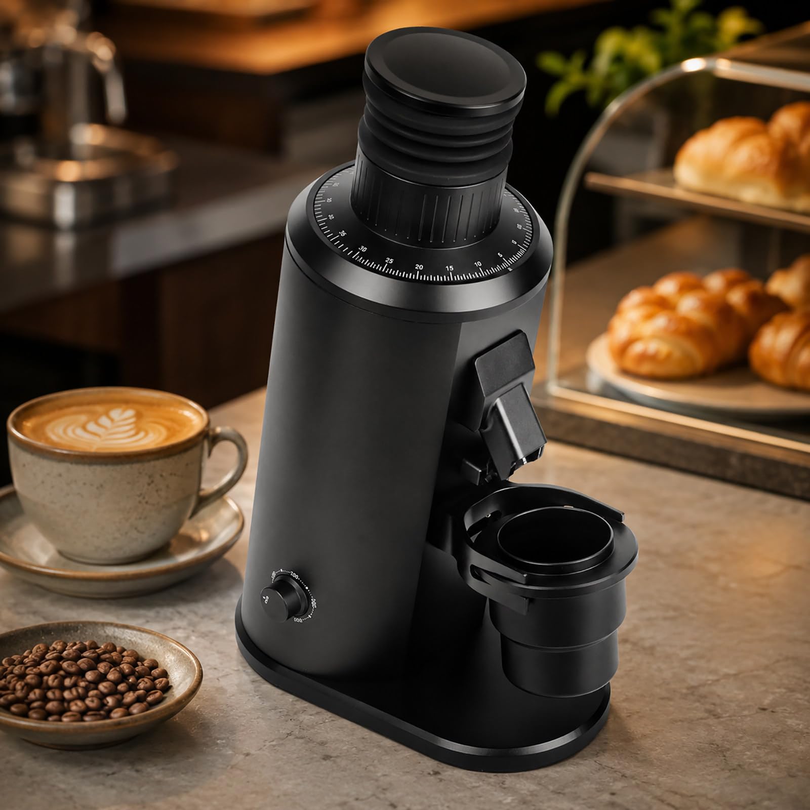 vnmudzeo 80mm Coffee Bean Grinder - Professional Flat Burr Grinder with 550W Adjustable Speed Motor, Single Dose Bellows Hopper and 58mm Portafilter Rest Black
