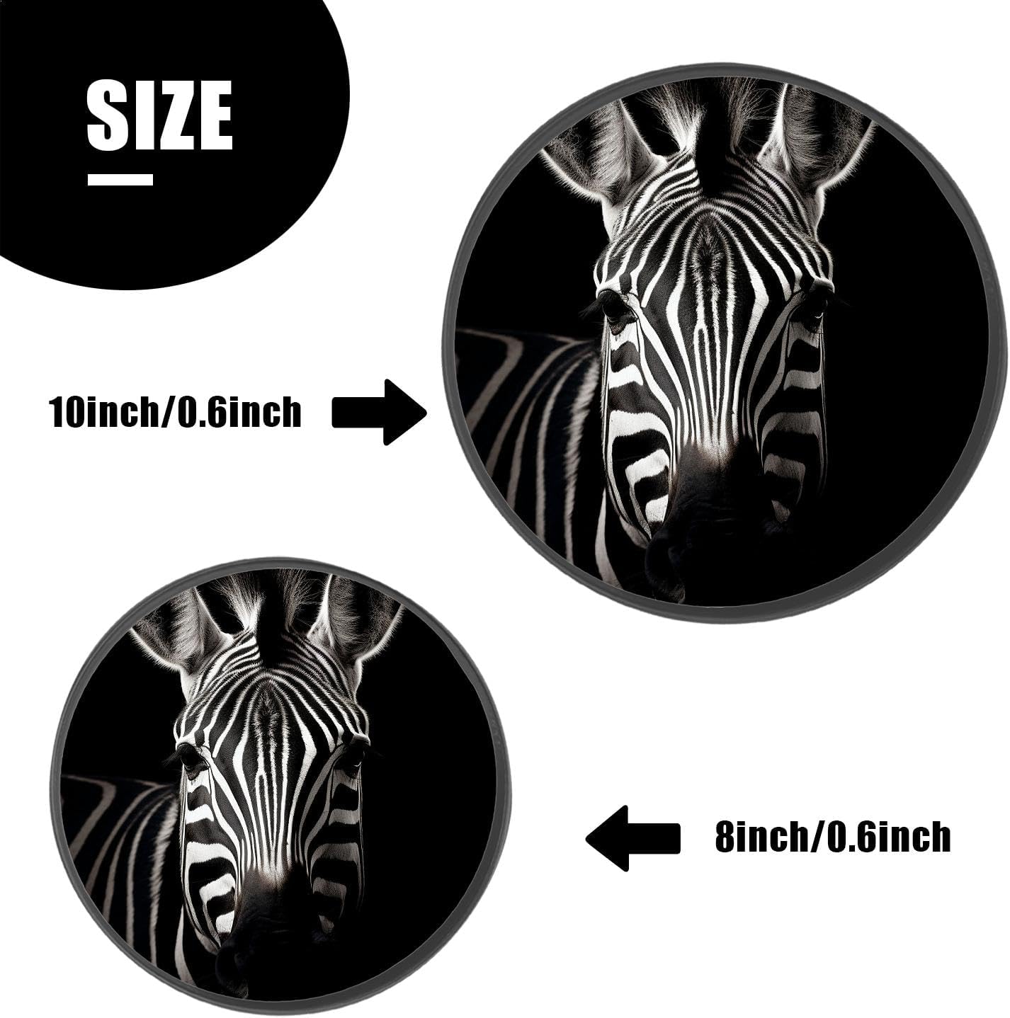 Zebra Head Wild Animal with Black White Striped on Black Creative Set of 4 Stove Burner Covers - Premium Round Electric Stove Range Protectors,8 IN & 10 IN