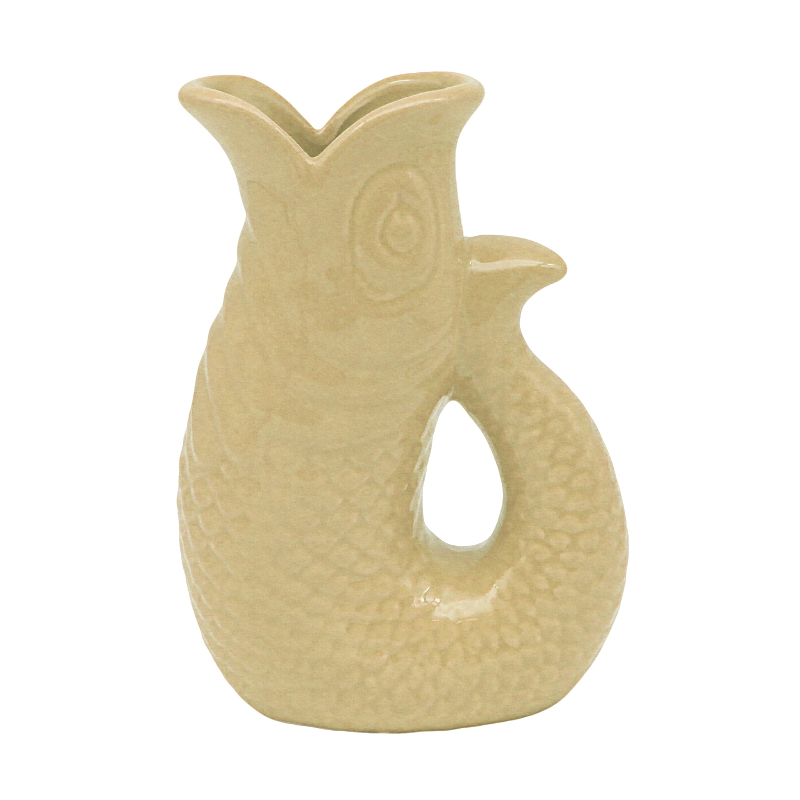 Lesser & Pavey Fish Jug Vase Sand 20cm | Decorative Ceramic Flower Jug for Fresh & Artificial Bouquets | Stylish Home Décor Vase Gift | Alternative to Glass Vases & Small Flower Vases