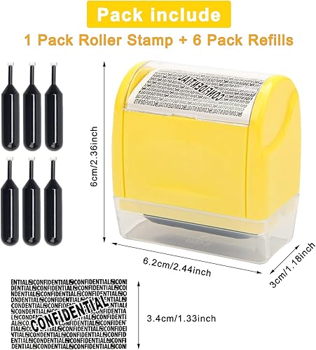 Miniatura 9 de AHIER Sellos de rodillo de protección de identidad incluidos, paquete de 6 recambios de tinta, sello de rodillo confidencial para prevención de robo